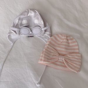 0-6mo infant beanie hat, price is for both!